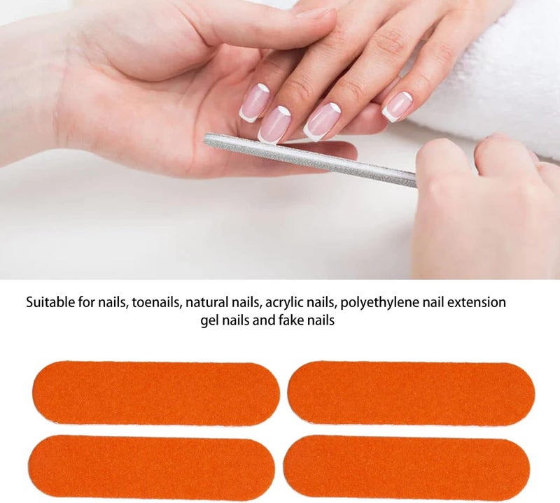 woobles 100 Pieces Waterproof Orange Nail Files, Reusable Sand Professional Nail File DIY Manicure Nail Files for Gel Nails - Image 2